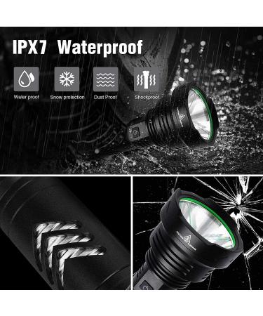 Lyting USB Rechargeable 150000 Lumens Super Bright Flashlight | 5 Modes, IPX7 Waterproof | Powerful Flash Light for Emergencies & Camping - Black - Buy Online on SooperMarket.com