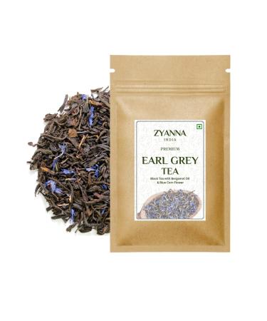 Zyanna Earl Grey Tea - Premium Black Tea with Natural Bergamot Oil & Blue Corn Flower (2.35oz-100g-50 Cups) - Classic English Breakfast Experience -Brew Hot or Iced Tea