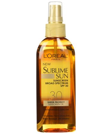 L'Oreal Paris Sublime Sun Sheer Protect Sunscreen Oil Broad Spectrum SPF 30 5 oz (Pack of 3)
