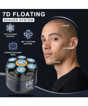Hatteker Blad Head Shavers for Men Magnetic Electric Razor for Bald Men IPX6 Waterproof Wet Dry Mens Trimmer Cordless Rotary Shaver Razor Kit with LED Display(Blue) - Buy Online on SooperMarket.com