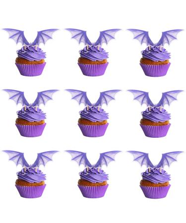 24 pieces kite wing cupcake toppers violet dragon wing bat wing cake pics dinosaur cupcake topper dragon cupcake tops picks for dragon themed party birthday decoration accessories wing-1