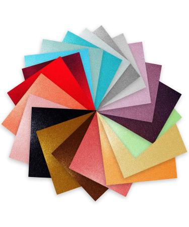 Glitter Vinyl Permanent Adhesive by Craftopia | 6 x 6 20 packs | Assortment Glitter Permanent Vinyl to stick to glass, plastic, metal or mix with another Cricut Vinyl Assorted