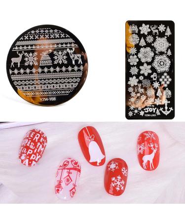 Sanwood Nail Stamping Plate - Clear Engraved Xmas Patterns | Stainless Steel Nail Art Template Tool Kit for Manicure - Style 5 - Buy Online on SooperMarket.com