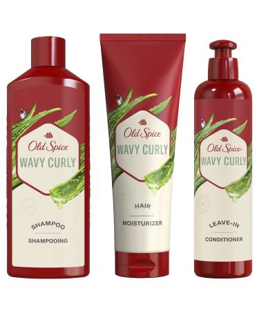 Old Spice Shampoo, Conditioner and Leave-in Conditioner Set for Men, Wavy Curly Hair Regimen Bundle