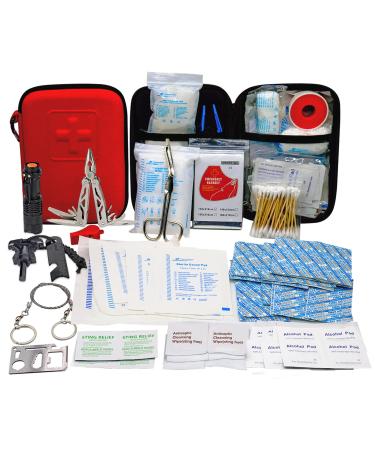 Trscind first aid set first aid kit survival emergency equipment dressing box with flashlight fire steel and rescue ceiling survival package for outdoor camping 130 parts