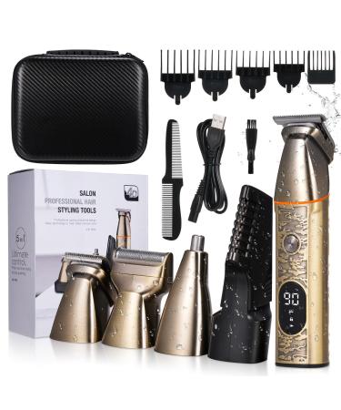 Bestauty 5 in 1 Beard Trimmer Kit Cordless Shaving Kit for Men Hair Clippers Face Razors Nose Hair Trimmer Body Hair Trimmer USB Charging with Storage Bag Birthday Gifts for Men