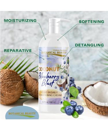 Botanical Beauty Coconut Blueberry Blast Leave-In Conditioner - Softening Detangling & Damage Repair - 32 Fl. Oz (946 ml) | International Shipping Available - Buy Online on SooperMarket.com