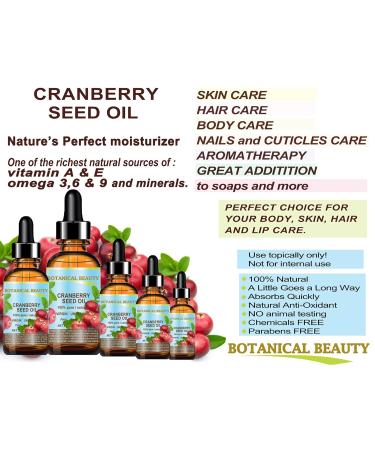 Cranberry Seed Oil 100% Pure Natural Unrefined Virgin Cold Pressed - 10ml Anti-Aging Face & Hair Oil | Botanical Beauty - Buy Online on SooperMarket.com