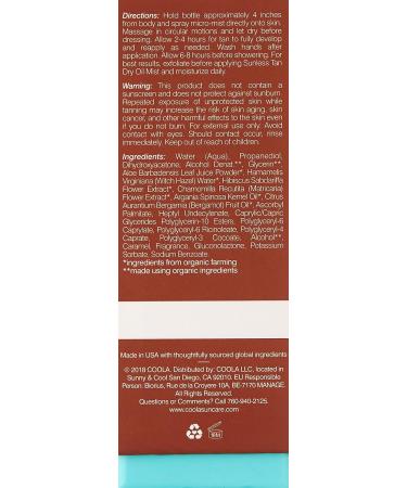 COOLA Organic Sunless Self Tanner Dry Oil Mist - Pi a Colada | 3.4 Fl Oz - Buy Online on SooperMarket.com