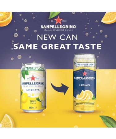 San Pellegrino Italian Tastefully Light Sparkling Lemon Canned Soft Drink 12 x 330ml | 73k Cals per Can & San Pellegrino Italian Tastefully Light Sparkling Lemon & Mint Canned Soft Drink 12 x 330ml - Buy Online on SooperMarket.com