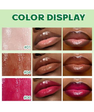 Moisturizing Solid Lip Gloss & Jelly Lipstick Set | 3 Color Lip Oil Slick & Click Plumper with Dark Brown Lip Liner - Non-Sticky Tinted Balm Gift Set for Women | International Shipping - Buy Online on SooperMarket.com
