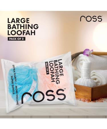 Ross Large Bath Loofah Sponge Scrubber Exfoliator - High Lather Cleansing (Peach & Blue) | International Shipping - Buy Online on SooperMarket.com