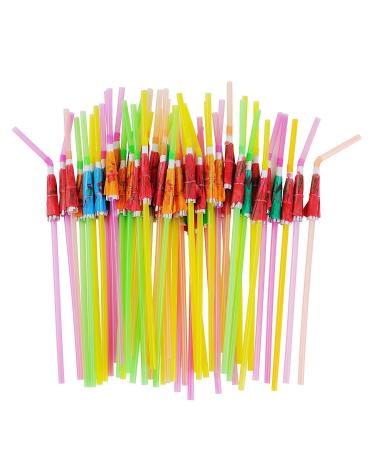 ALINK 50 Umbrella Parasol Drinking Straws, Hawaiian Beach Cocktail Luau Party Decorations Supplies Umbrella Design
