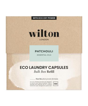 Wilton London Eco Friendly Laundry Capsules 100 Washes - 100% Plastic Free Packaging - Non-Bio - Plant-based Biodegradable Powder Formula - Essential Oils - Fresh and Longlasting Patchouli Scent Patchouli 2 kg (Pack of 1)