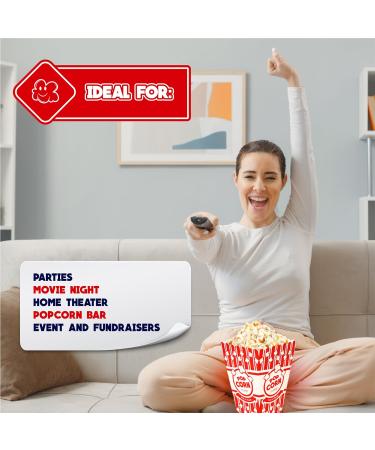 Poppy's Large Popcorn Boxes 200 Pack 46 Oz Concession-Grade Popcorn Buckets Popcorn Machine Accessories for Popcorn Bars Movie Nights Concessions - Buy Online on SooperMarket.com