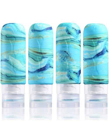 Gemice travel bottles for toilet items TSA groomed travel size 85 ml BPA-free leak-proof travel tub refillable liquid liquid travel accessories for cometic shampoo and lotion soap (4 pieces) turquoise