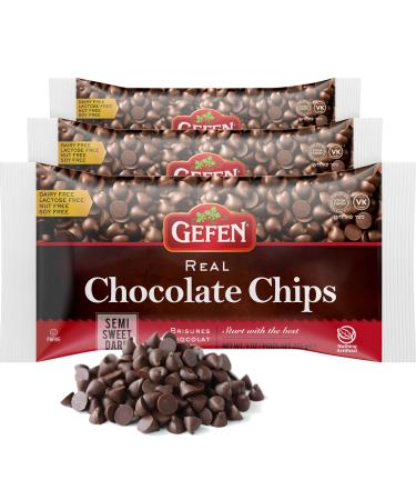 Gefen Vegan Semi Sweet Real Dark Chocolate Chips, Dairy Free 9oz (3 Pack),Nut Free, Lactose Free, Kosher, Great for Baking (9OZ, 3)