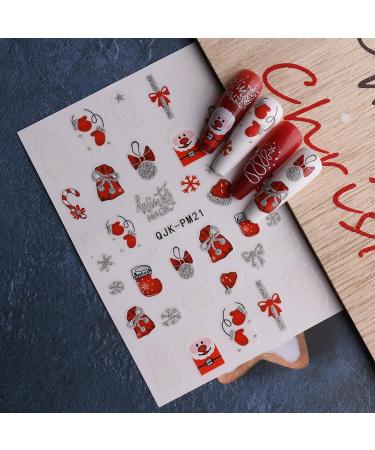JMEOWIO Glitter Christmas Nail Stickers - 10 Sheets Snowflake Xmas Winter Holiday Deer Design Decals for Nail Art - Buy Online on SooperMarket.com