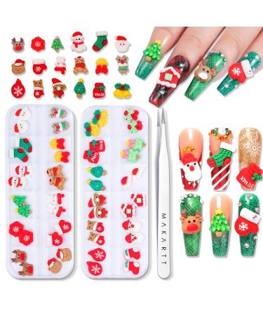 Makartt Christmas Nail Rhinestones 3D Christmas Nail Charms Gems New Year False Nail Manicure Gems Xmas Nail Jewelry Stones Rhinestones for DIY Nail Decoration no