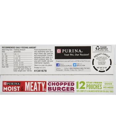 Purina Moist & Meaty Chopped Burger Dog Food - 12 Pouches, 6 oz each - Buy Online on SooperMarket.com