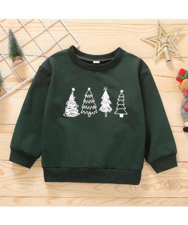 Kids Christmas Tree Print Crewneck Sweatshirt | Army Green | 2-3T - Buy Online on SooperMarket.com