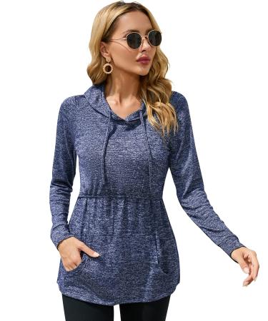 Sosolism Women's Nursing Hoodies Maternity Breastfeeding Tops Long Sleeve Pregnancy Sweatshirt XXL Dark Blue