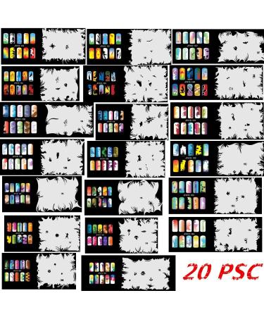 Buyter Manicure Stencils Tools DIY Design Airbrushing 20 Pieces Reusable Template Sheet for Airbrush Kit Nail Art Paint Set (Set 10(181-200))