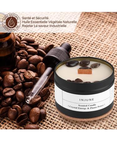 DNAMOFV Injune Coffee Fragrance Candle - Organic Soy 50-Hour Burn Perfect Father's Day Gift for Men & Women - Includes Obsidian & Coffee Beans 200g - Buy Online on SooperMarket.com