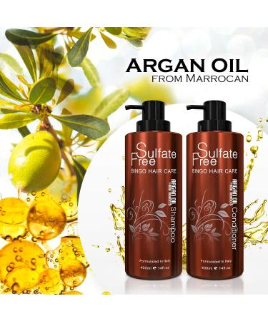 Moroccan Argan Oil Sulfate Free Shampoo and Conditioner Set - Repair and Hydrate Damaged, Dry, Curly, Frizzy Hair - Thickening for Fine/Thin Hair - Color and Keratin Safe - Buy Online on SooperMarket.com