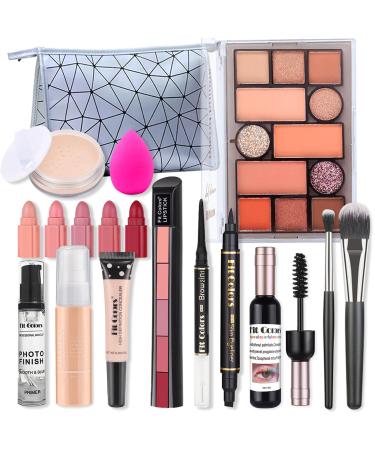 All In One Makeup Kit Full Kit Makeup Set & Portable Travel Eyeshadow Palette Face Primer Foundation Make up Concealer Eyeliner Stamp Mascara 5Color Lipstick Face Make-up Gift Set