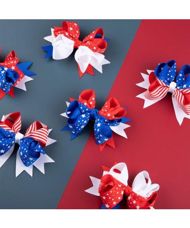 Whaline 6 Pack 4th of July Hair Bow Clips - Patriotic Red Blue White Barrettes for Women & Girls | Memorial Day Holiday Accessories - Buy Online on SooperMarket.com