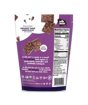 Nib Mor Vegan Dark Chocolate 80% Cacao - Gluten Free, Organic Snack Squares (Pack of 6) - Buy Online on SooperMarket.com