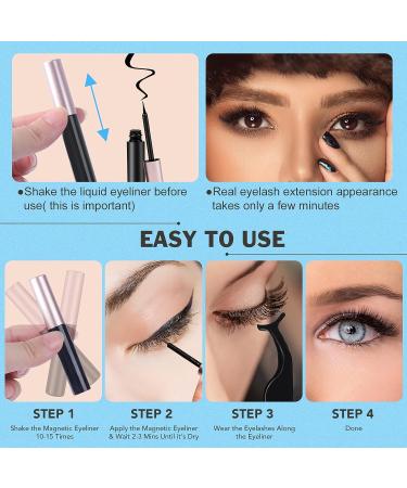 Besnel Magnetic Eyelashes and Eyeliner Kit - 12 Pairs Premium 3D/5D Magnetic Eyelashes with Tweezers and 2 Tubes of Magnetic Eyeliner - Reusable, Easy to Apply, No Glue Needed - Natural Look for Women and Girls - Buy Online on SooperMarket.com