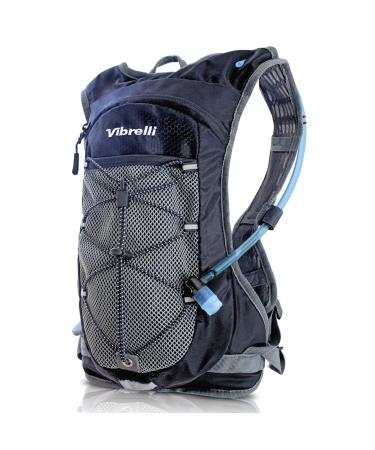 Vibrelli Hydration Pack & 2L Hydration Water Bladder - High Flow Bite Valve - Hydration Backpack with Storage - Lightweight Running Backpack, Also for Cycling, Hiking, Ski, Snow for Men, Women & Kids Black
