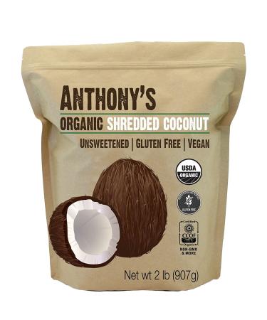 Anthony's Organic Shredded Coconut, 2 lb, Unsweetened, Gluten Free, Non GMO, Vegan, Keto Friendly