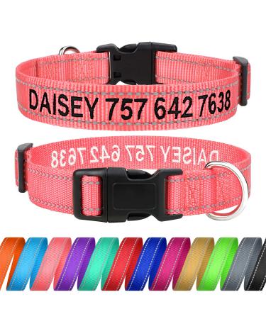 Tagme personalized dog collar for small dog with embroidered reflective nylon dog collar with PET name & telephone number BabyroSa XS XS (1 Pack) Babyrosa
