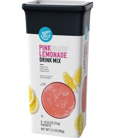 Amazon Brand - Happy Belly Drink Mix Singles, Pink Lemonade6 Count(Pack of 1) (Previously Solimo)