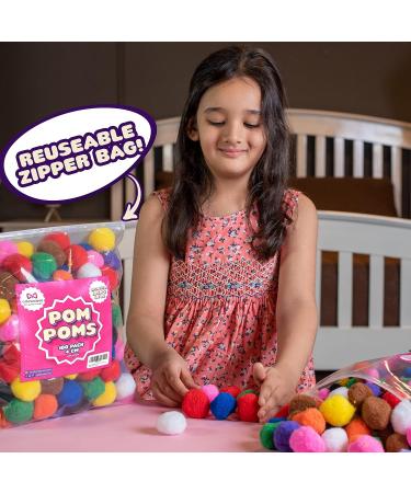 Adeweave 1.5 Inch 100 Pom Poms - Multicolor Soft and Fluffy Craft Pompoms in Assorted Colors - Buy Online on SooperMarket.com
