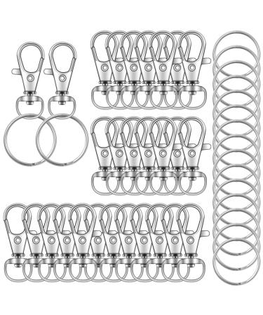 104PCS Swivel Snap Hooks with Key Rings, Metal Lobster Claw Clasp, Keychain Rings for Crafts 1.25inch/32mm silver 32mm