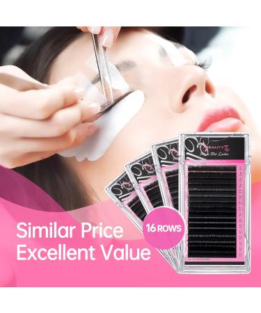 Beauty7 Flat Lash Extensions - C Curl 0.20 Mix Length 8-15mm | Individual Volume Lashes - 16 Rows Split Tips - Buy Online on SooperMarket.com