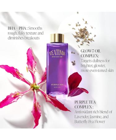 Byroe Purple Tea Body Oil - Moisturizing Almond Oil & BHA for Dry Skin | Lavender Jasmine Scent | Vegan & Fast Absorbing - 65 ML - Buy Online on SooperMarket.com