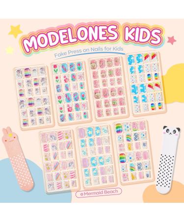 Modelones 144Pcs Press on Nails for Kids | Glitter Gradient Acrylic Fake Nails | Perfect Gift for Girls A2-Butterfly Unicorn - Buy Online on SooperMarket.com