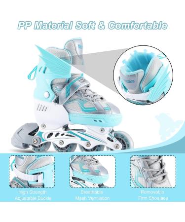 Wheelive Adjustable Inline Skates for Kids | Outdoor Roller Blades with Light-Up Wheels | Blue Small-Little Kid Size 11J-1.5 - Buy Online on SooperMarket.com