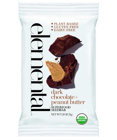 Elemental Superfood Refrigerated Seedbars, Dark Chocolate + Peanut Butter, 1.8 Ounce - 12 Pack, Non-GMO Verified, Organic Ingredients, Gluten Free, Dairy Free, Plant Based