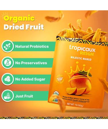 Organic Dried Mango Slices 16oz - No Sugar Added, All-Natural, Non-GMO | Tropicaux Reign - Preservative-Free Nutritious Snack - Buy Online on SooperMarket.com