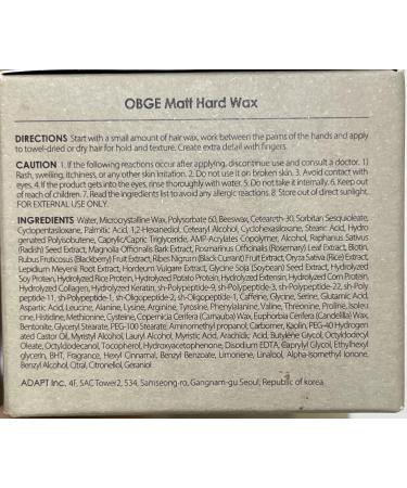 OBgE Matte Hard Wax (4.2oz) - Ultra Strong Hold Hair Wax for Short Hair | Natural Matte Finish for Men & Women - Buy Online on SooperMarket.com