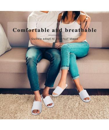 12 Pairs White Disposable Spa Slippers - Open Toe Guest Bridesmaid Travel Slippers - Fits Most Men and Women - Buy Online on SooperMarket.com