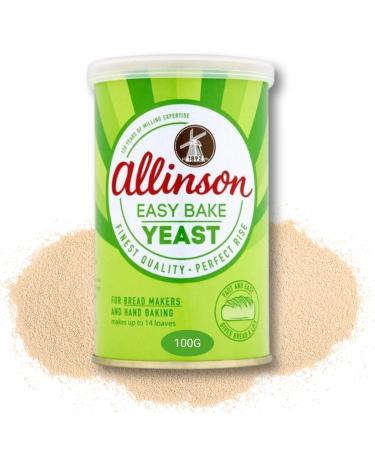 Allinson Easy Bake Yeast Dry Yeast Tin 1 x 100g Perfect Bread Making Hand Baking Pizza Dough Rolls and Loaves - Ideal for Home Cooking!