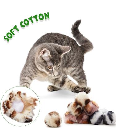 12-Piece Large Plush Pets Ball Toy Set for Cats - Fuzzy Pom Pom Balls in Pink Leopard Print | Indoor Cat Entertainment - Buy Online on SooperMarket.com