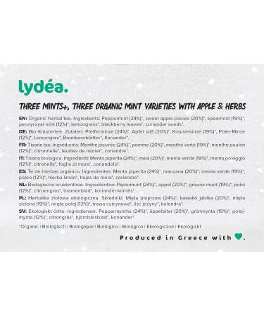 Lydea Three Mints+ Organic Herbal Tea with Three Mint Varieties Apple & Herbs Loose Leaf Herbal Tea 150 g Sachet - Buy Online on SooperMarket.com